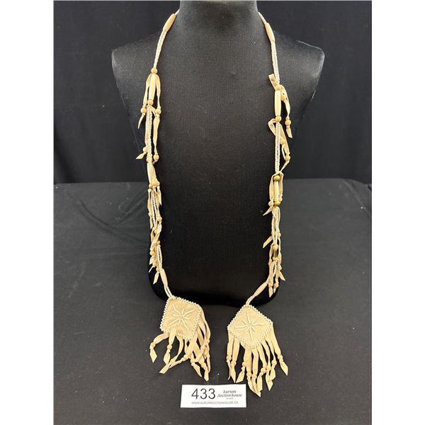 Native American Leather w/ Beads Necklace