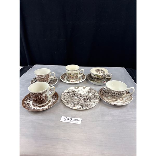 5 Made in England Teacups + Saucers - 1 With Side Plate