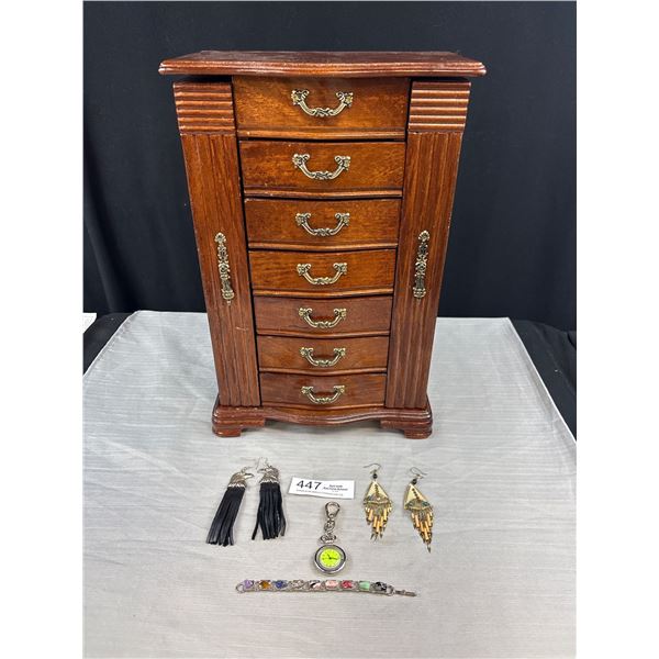 Wooden Jewelry Box (Bit of Costume Jewelry)