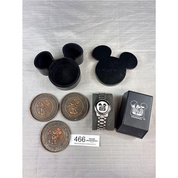 Disney Channel Mickey Mouse Watch + Mickey Mouse Disneyland Coasters in Case