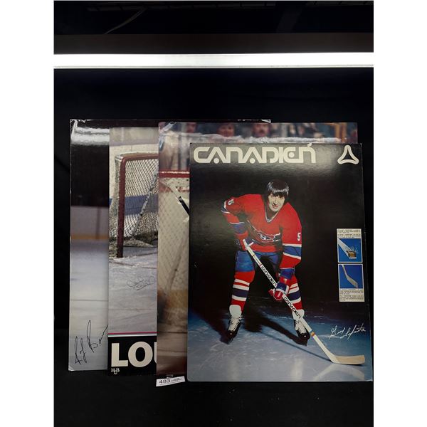 Lot of 4 22" x 27" Enlarged Hockey Player Photos, 3 of Them Signed