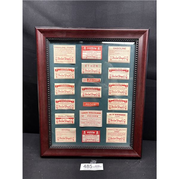 Nicely Framed 14"x 17" Poison Bottle Labels From Vancouver BC Nice Graphics