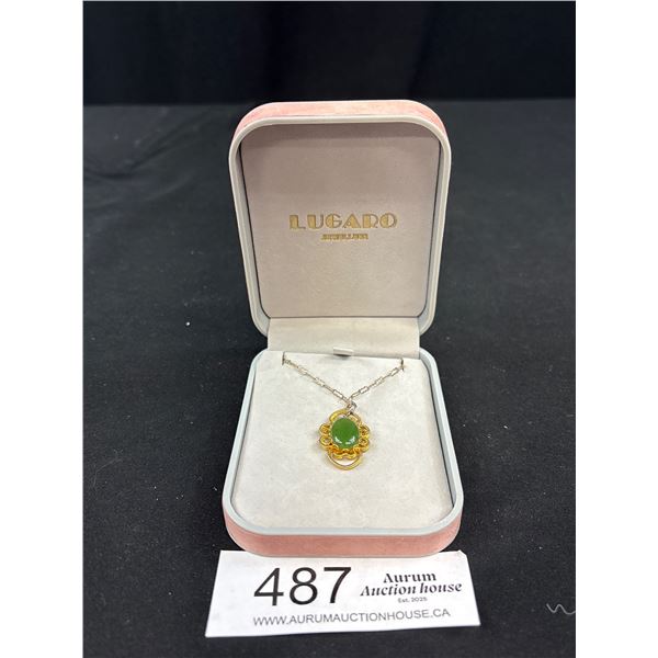 Antique Genuine Jade Necklace Marked Gold Filled