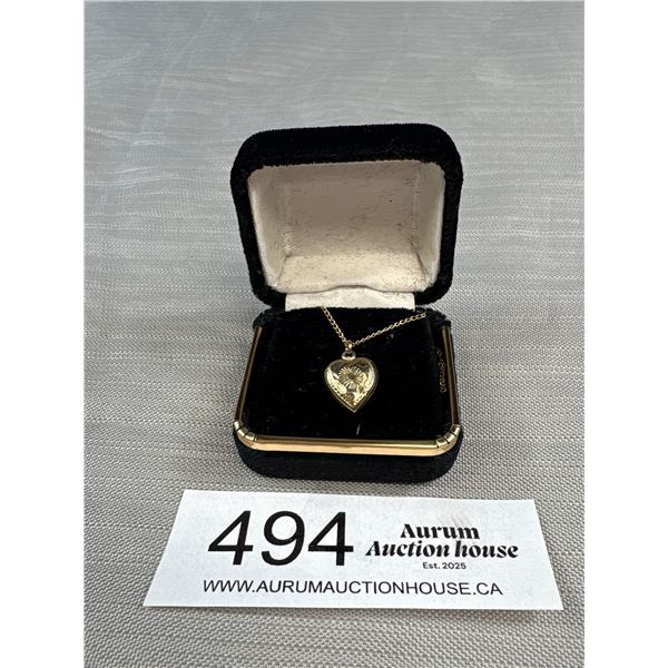 Antique Gold Vermeil Heart Necklace Signed B (Birks) Sterling