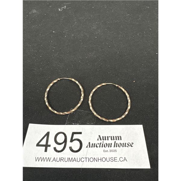 Gorgeous Antique Rose Gold Twist Rope Design Hoops Excellent