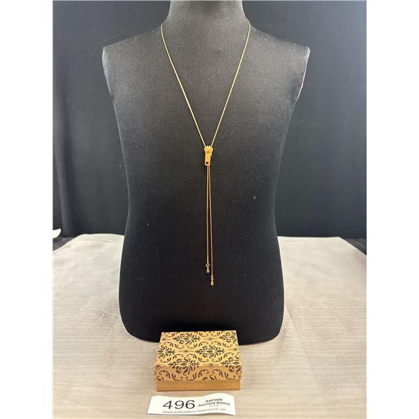 Vintage Zipper Motif Gold Tone Slide Necklace Very Cool!