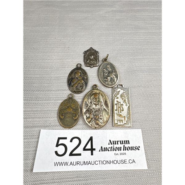 6 Antique Religious Pendants