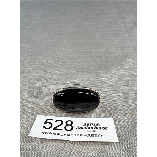 Huge Silver Plated w/ Large Black Stone Ring