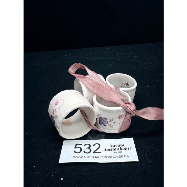 4 Coalport Bone China England Napkin Holder Rings, Set