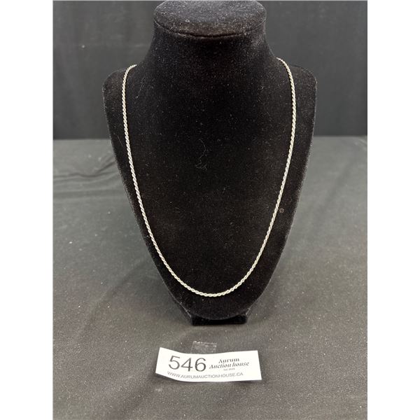 Twisted Sterling Silver Chain Necklace Extreme Length 24", Marked 925 Pat. No.