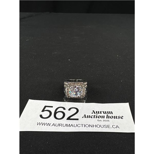 Ornate Silver Plated w/ Stones Ring