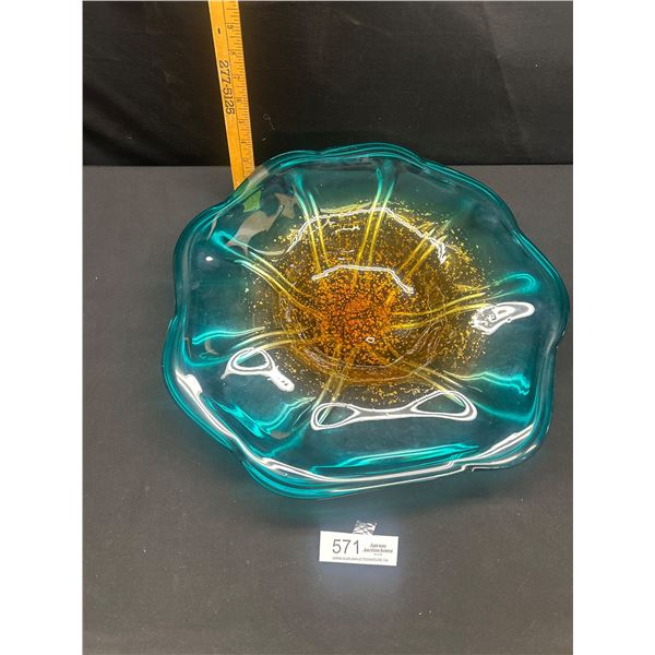 Big Murano Cente Bowl Gold Fleck Blue