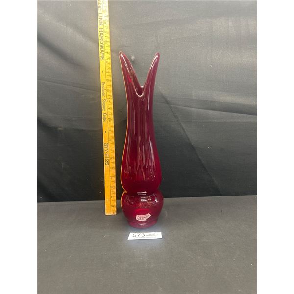 Ruby Red Hand Blown Vase