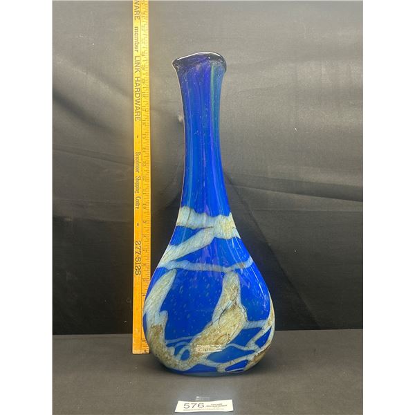 Tall Blue Speckle Tube Vase