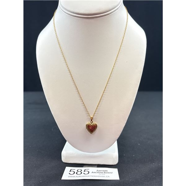 Very Pretty Engraved Gold Filled (Marked) Heart Locket Necklace