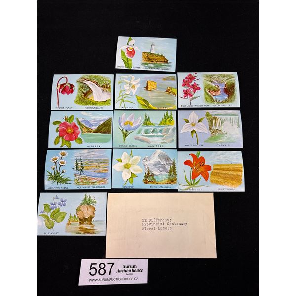 Vintage 1950's 11 Different Provincial Centenary Floral Labels