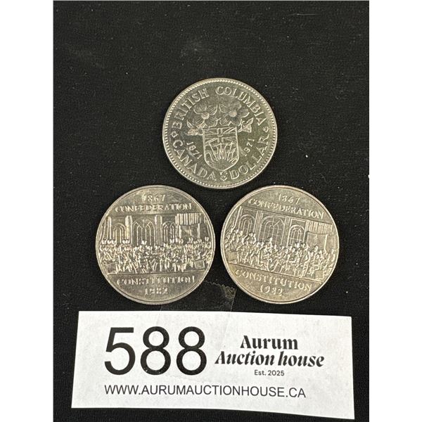 3 Old Canadian Dollars Coins