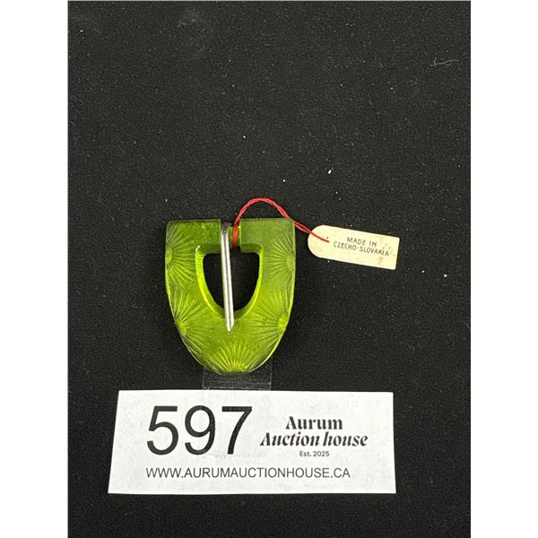 Art Deco Glass Buckle New Old Stock 1930's Made in Czechoslovakia