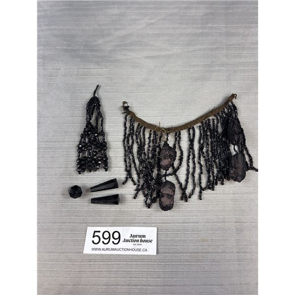 A Victorian Black Glass Beads Lot 1880-1900