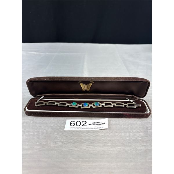 Absolutely Gorgeous Black Opal Silver Bracelet Old