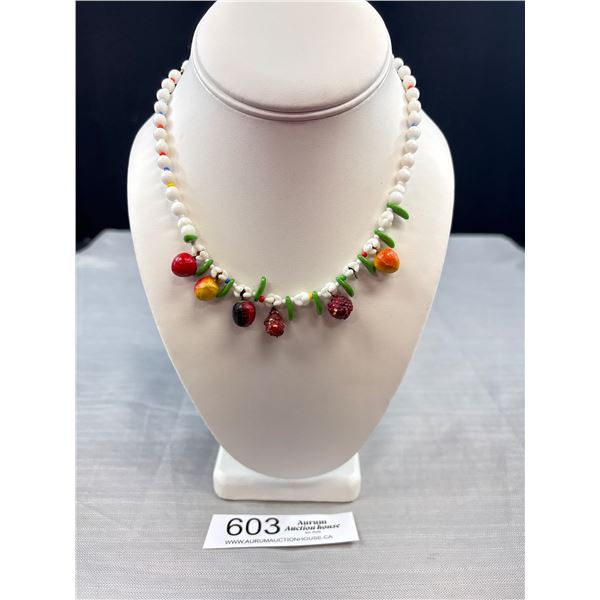 C.1950 Signed "West Germany" Fruit Glass Necklace