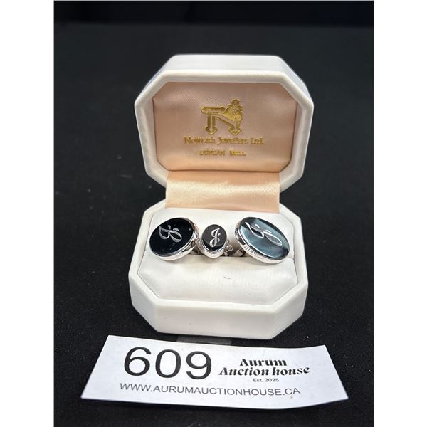 Vintage C.1970's Rhoduim Plated "J" Initial Cuff Links Set