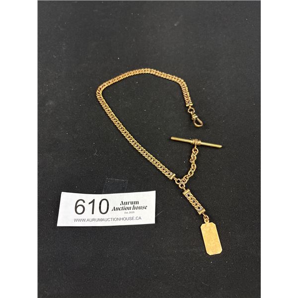 Antique Rose Gold Watch Chain Marked 12K G.F. 26.4 Grams