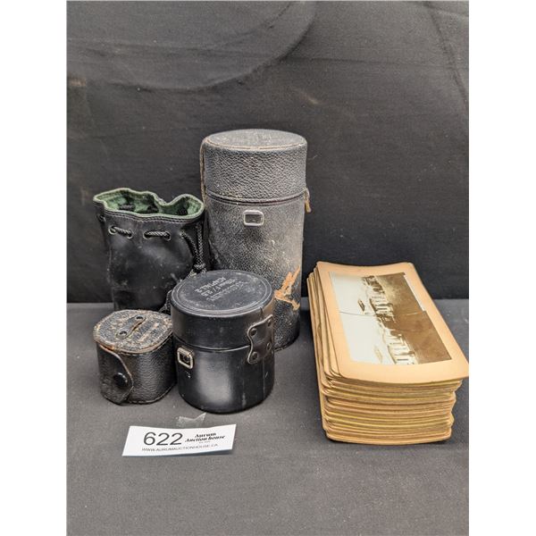 Large Lot of Antique Stereo Viewer Photos + Camera Lenses