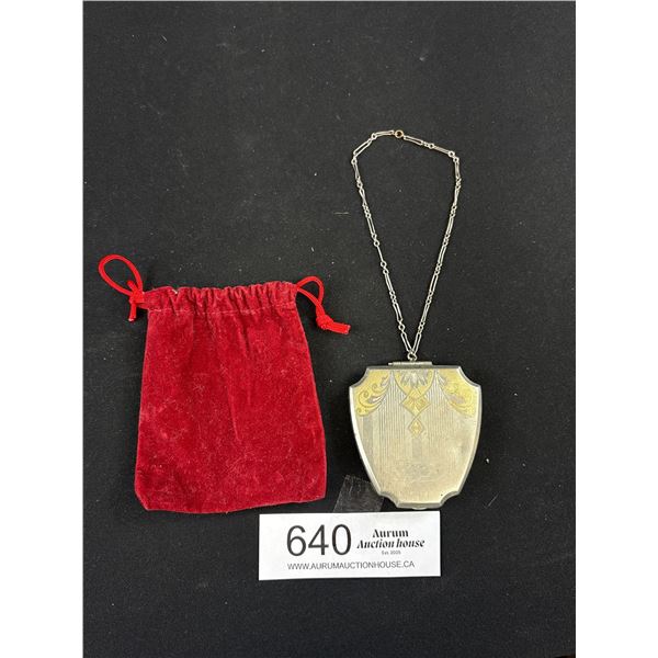 Fantastic Antique Art Deco 1920's Silver Pirse Compact Unusual