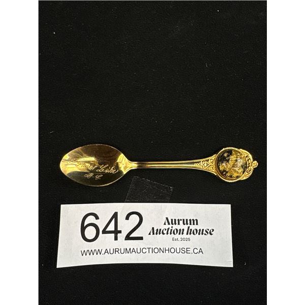 Souviner Spoon With Genuine Gold Flakes Under Lucite
