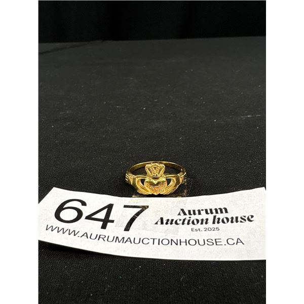 Vintage Gold Verneil Sterling Silver Claddah Ring Marked 925