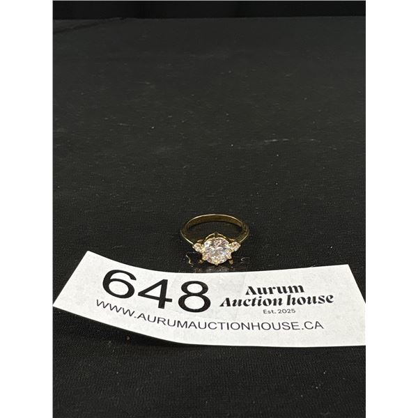 Gorgeous Vintage Diamante Engagement Ring Marked 18K GP