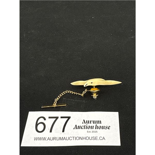 Hand Carved Ivory Eagle Tie Pin