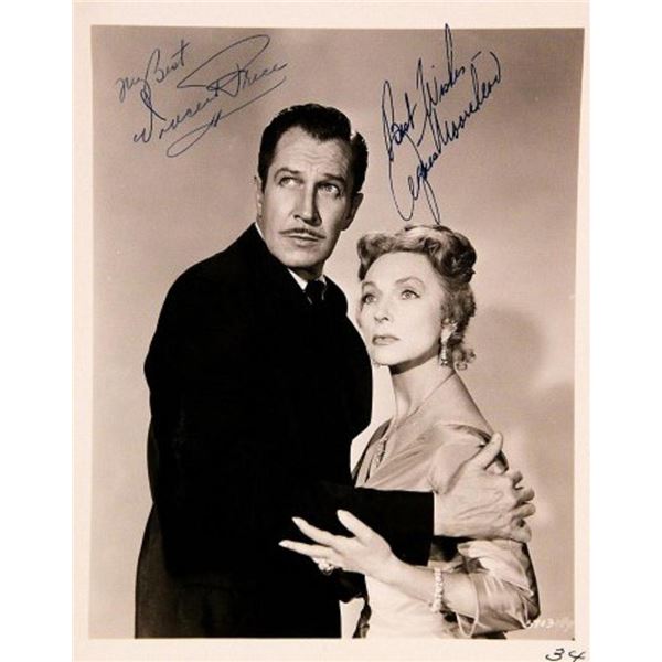 The Bat Vincent Price and Agnes Moorehead signed portrait photo