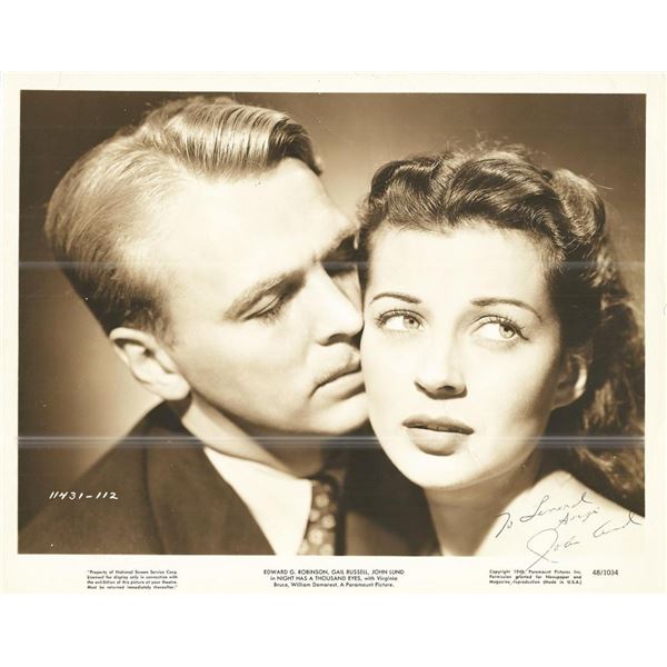 Night Has a Thousand Eyes  John Lund Signed Movie Photo