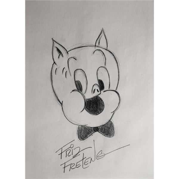 Friz Freleng signed Porky the Pig sketch