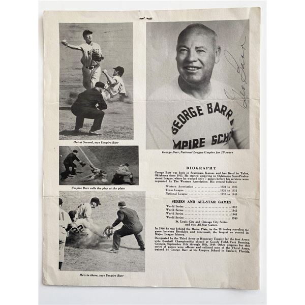 George Barr signed vintage baseball magazine page