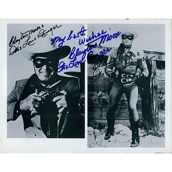 The Lone Ranger Clayton Moore  signed photo. JSA Authenticated
