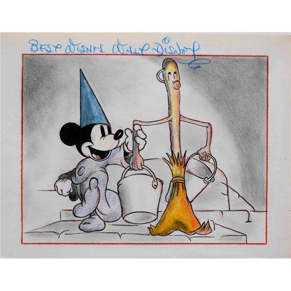 Fantasia Mickey Mouse Signed Drawing