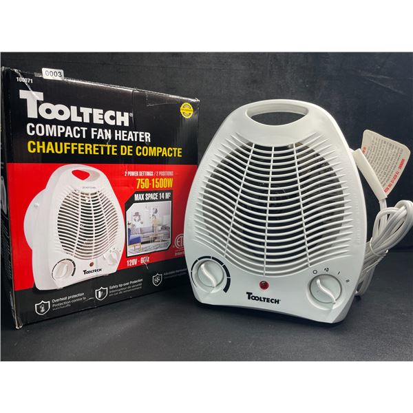 Tooltech Compact Fan Heater 750-1500W - 2 Heat Settings - Brand New