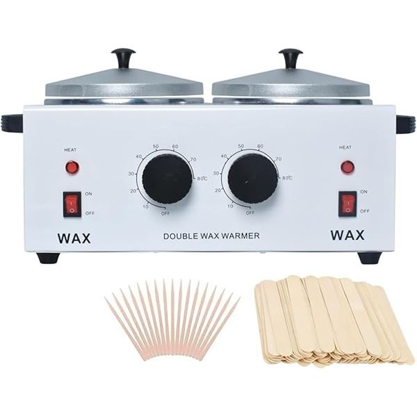 Double-Pot Electric Wax Warmer (1.2L) w/ Adjustable Temp for Hair Removal/Beauty/Spa - New