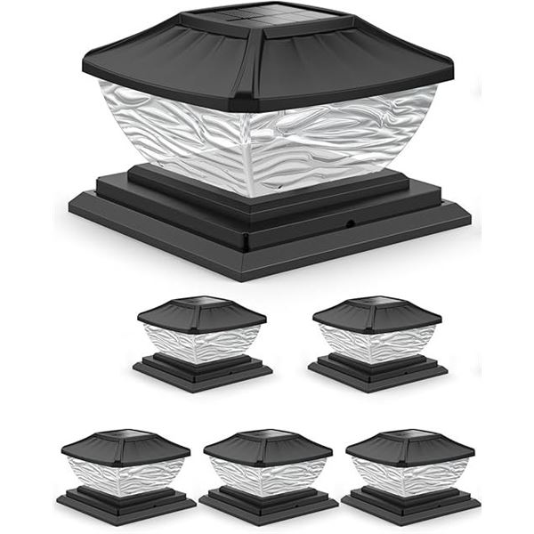 6-Pack of Solar Post Cap Lights - LED Super Bright Fence Post Lights for Outdoors - New