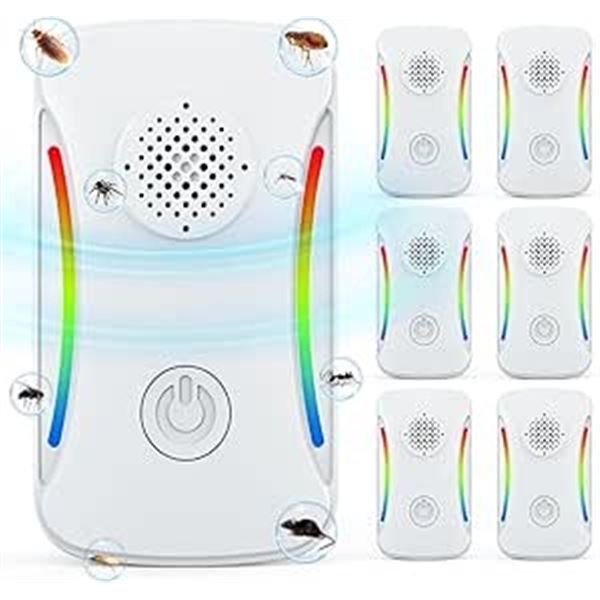 6-Pack of Ultrasonic Pest Repellers; Plug-In Design for Indoors - New