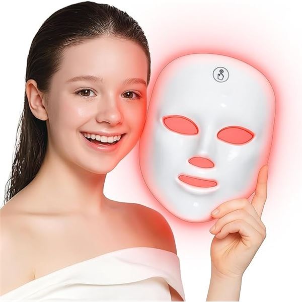 LED 7-Color Light Therapy Face Mask; Anti-Aging, Anti-Wrinkle, Acne/Pore-Reducing Device - NEW
