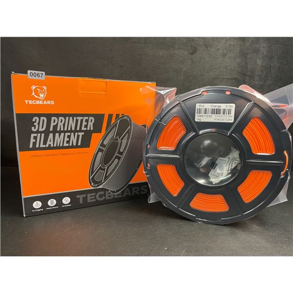 1 Roll of Tecbears PLA 3D Printer Filament - Orange - 1.75mm (1KG) Roll - New Sealed