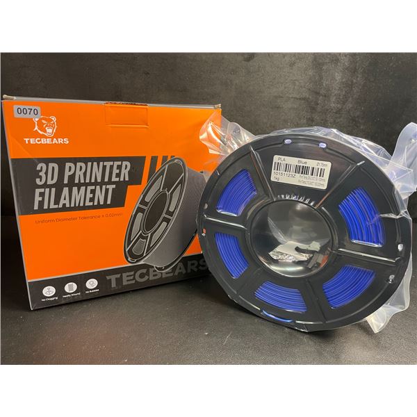 1 Roll of Tecbears PLA 3D Printer Filament - Blue - 1.75mm (1KG) Roll - New Sealed