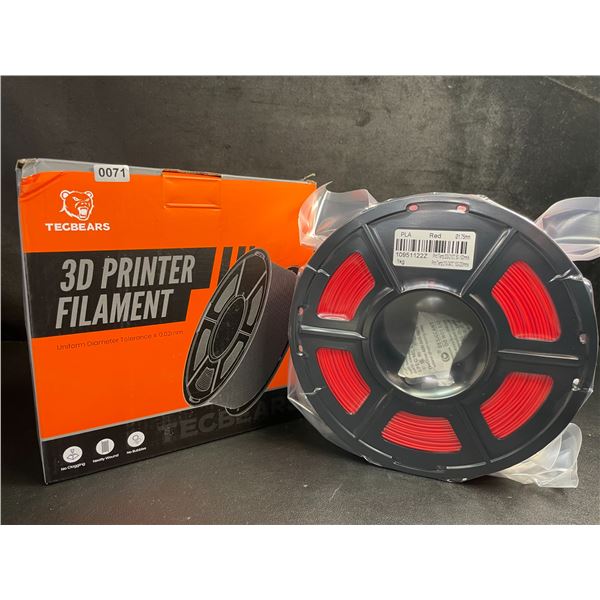 1 Roll of Tecbears PLA 3D Printer Filament - Red - 1.75mm (1KG) Roll - New Sealed