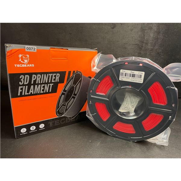 1 Roll of Tecbears PLA 3D Printer Filament - Red - 1.75mm (1KG) Roll - New Sealed