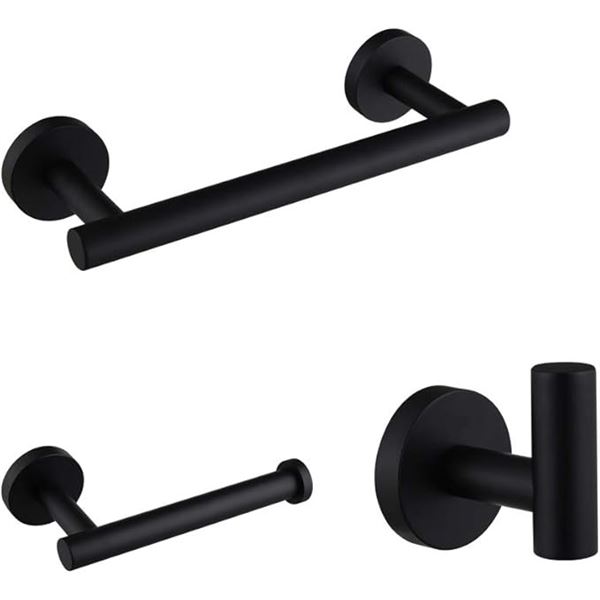 3-Piece Bathroom Towel Bar/Toilet Paper Holder/Robe Hook Set - New