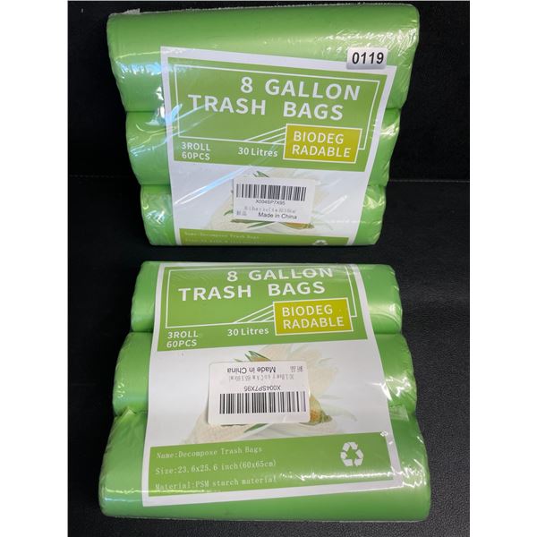 2 Packs/6 Rolls of 30L Trash Bags (120pcs Total) 8-Gallon Biodegradeable Food Waste Trash Bags - New